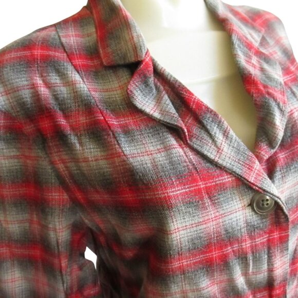Vintage Women's Flannel Jacket Medium Shadow Plaid 1950's Handmade Chore Cotton - Picture 5 of 8